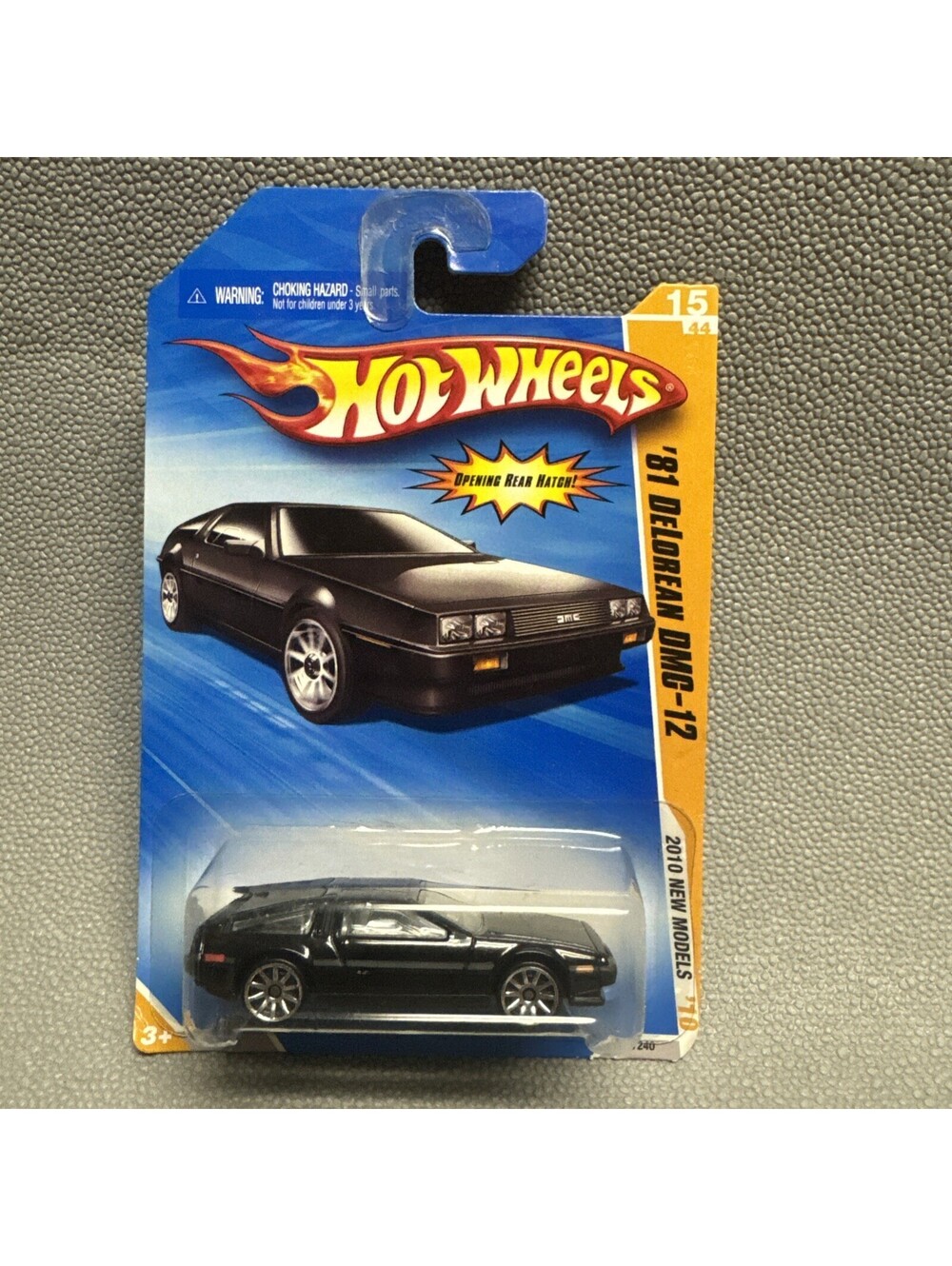 Hot Wheels 1981 Delorean DMC-12 Black  15/44 Sports Car Opening Rear Hatch 1/64